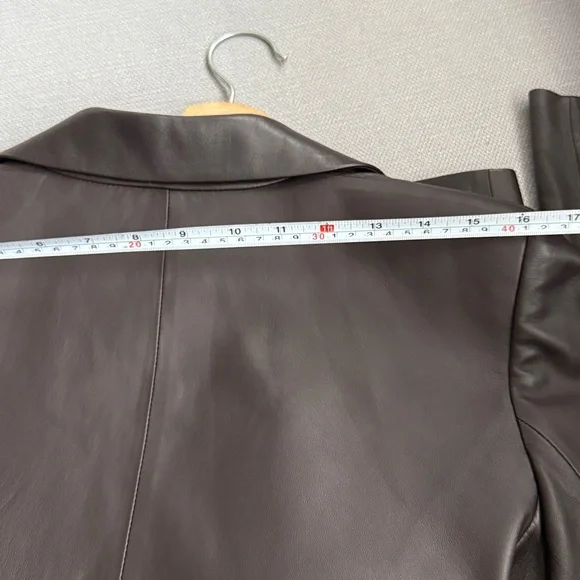 Vince Leather Shrunken Blazer Brown Size XL